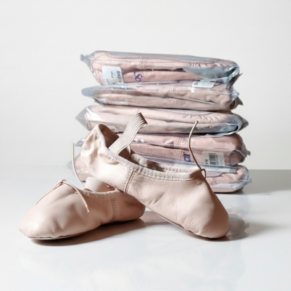 SoDanca UNISEX Youth Ballet Slippers Dance Leather Pink Full Suede Sole 25 SIZES